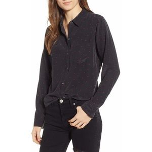 Rails Kate Silk Shirt with Red Mini Hearts